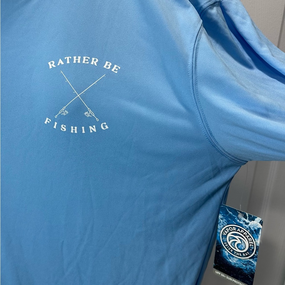 VAPOR APPAREL I’d rather be fishing BLUE long sleeve shirt 50+ sun protection L - Picture 2 of 12